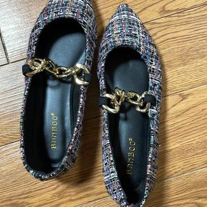 Plaid Mary Jane Chain Flat